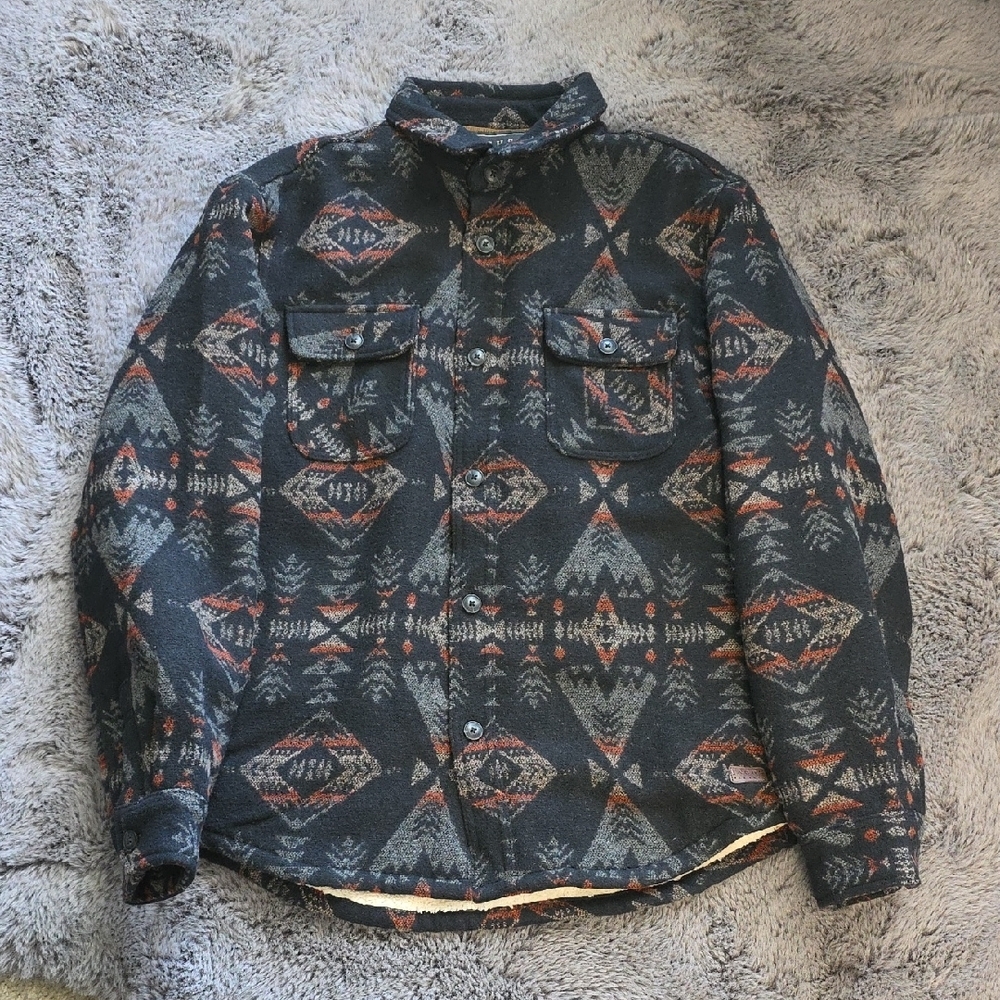 Jachs Men's Tribal Pattern Jacket - Black and Orange Large
